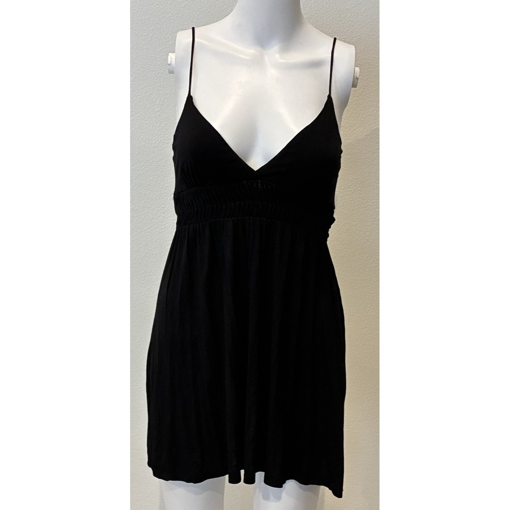 Forever 21 Babydoll Mini Dress Size S Black Tie‎ Back Y2K Fairy Witchy Goth Sexy
